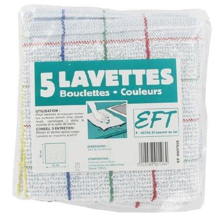 LAVETTE BOUCLETTE COULEUR 30 X 30 CM (VENDU PAR 5)