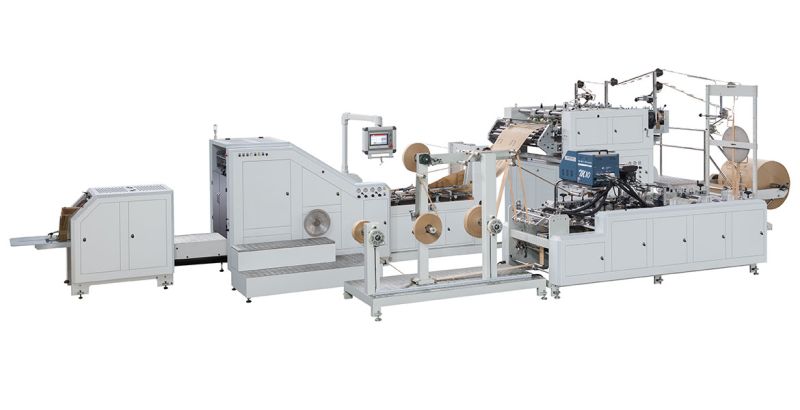 LSB-330-F - Machine à sacs en papier à poignée plate entièrement automatique alimentée par rouleau - Système Yaskawa PLC et structure double moule réglable_0