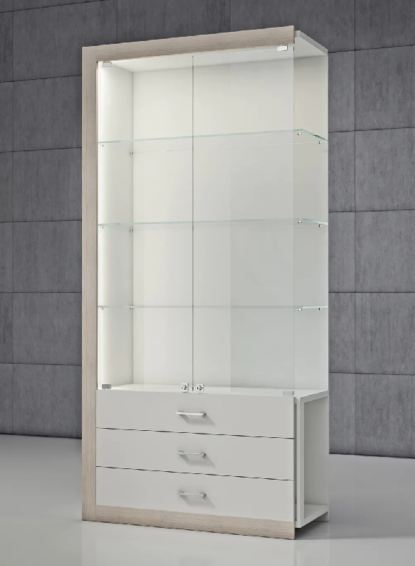 Mobilier d'agencement vitrine QF-CCVA - vitrine en verre trempé avec serrures et rangements_0