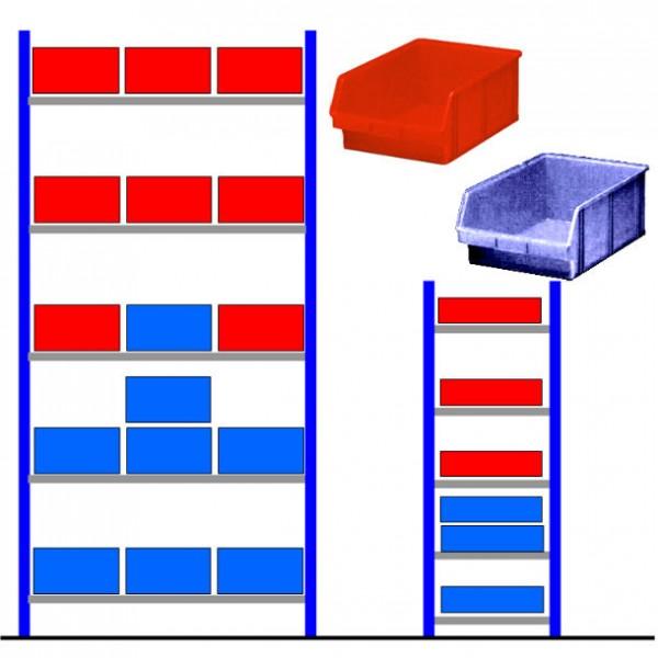 Rayonnage d'atelier avec bacs éco - Bleu et Rouge - Départ - 16 bacs - Capacité 25L - Marque Rolléco_0