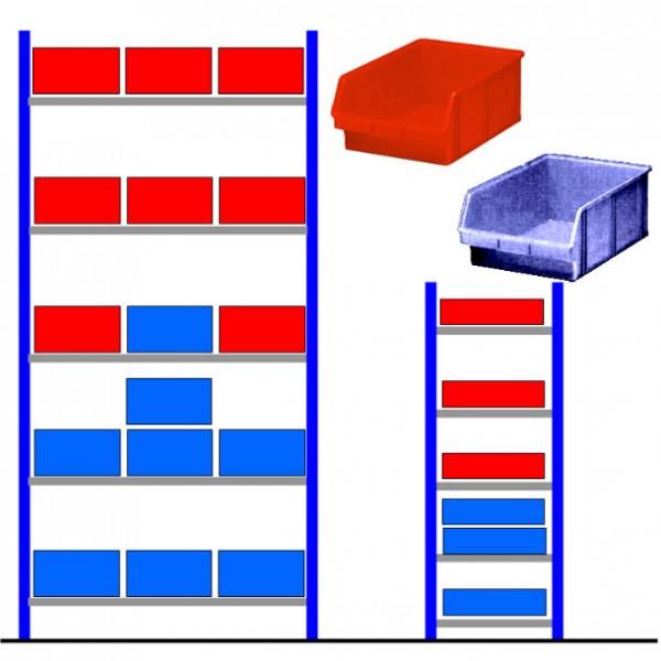 Rayonnage d'atelier avec bacs éco Bleu - Rouge Départ - 16 bacs_0