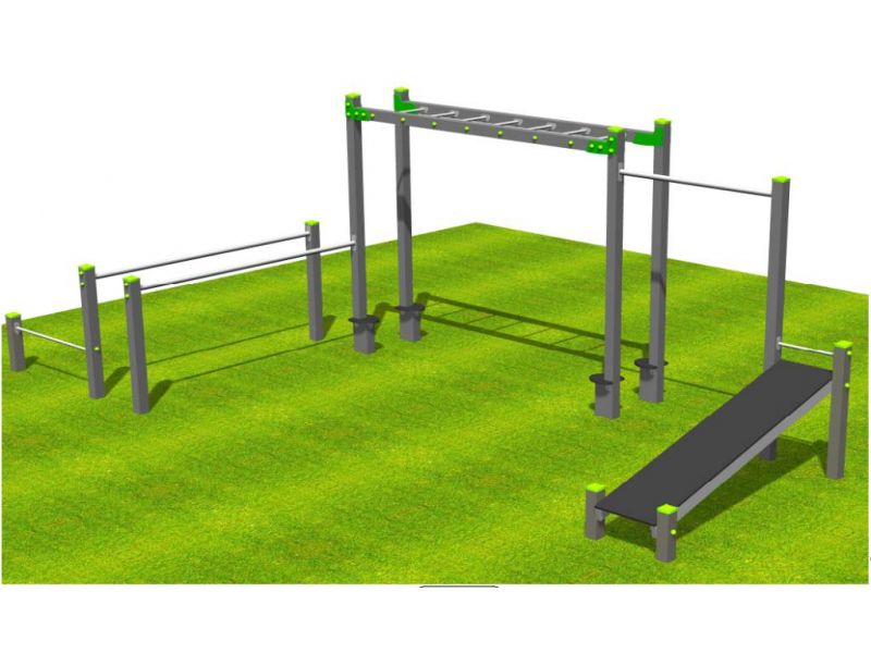 Station de renforcement musculaire - parcours de santé - Extébois - hauteur chute libre max 1,20 m - dimensions 6,83 x 3,06 m_0