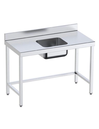 Table inox de préparation avec bac central sur support P 700 mm | Distform-bac Au centre longueur 1500 mm - 8445842024951_0