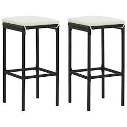 VidaXL Tabourets De Bar Avec Coussins Lot De 2 Noir Résine Tressée - noir 313440_0