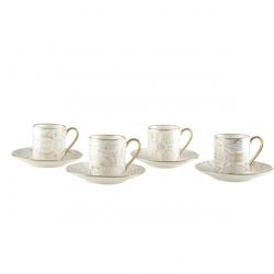 Aulica Tasses à café avec soucoupes blanches design abstrait - lot de 4 - blanc 871201_0