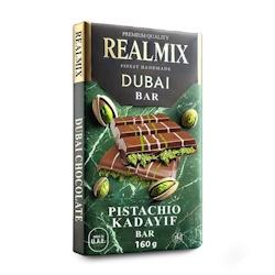 Carton de 28 tablettes | REALMIX Chocolat au Lait Dubaï  avec pistaches et remplissage Kunafa | Fabriqué à Dubaï U.A.E. | 160 g - 9120060950778_0