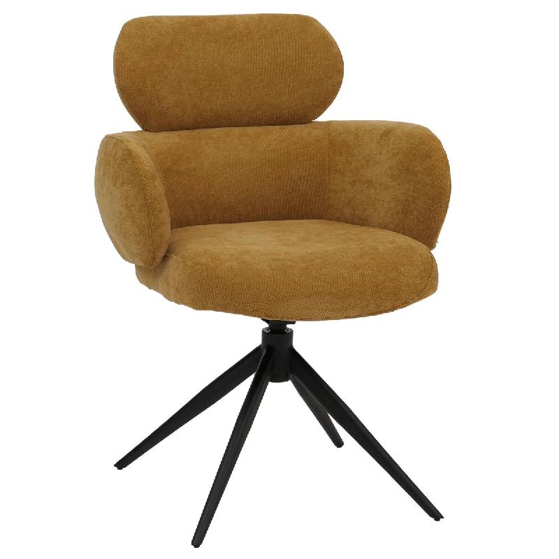 Décoshop26 - Chaise de salle à manger design contemporain pivotante avec fonction Auto-Return en tissu chenille jaune 04_0009368 - jaune 3000267449366_0