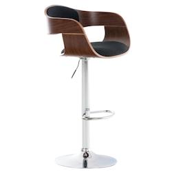 Décoshop26 - Tabouret de bar x1 design scandinave en tissu noir et structure en bois couleur noyer 10_0005044 - noir 3000252429014_0