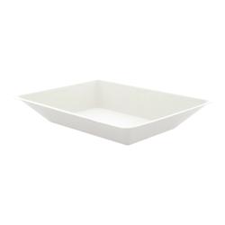 ECOLOMIQUE - 50 Pcs - Assiette rectangulaire blanche en pulpe 