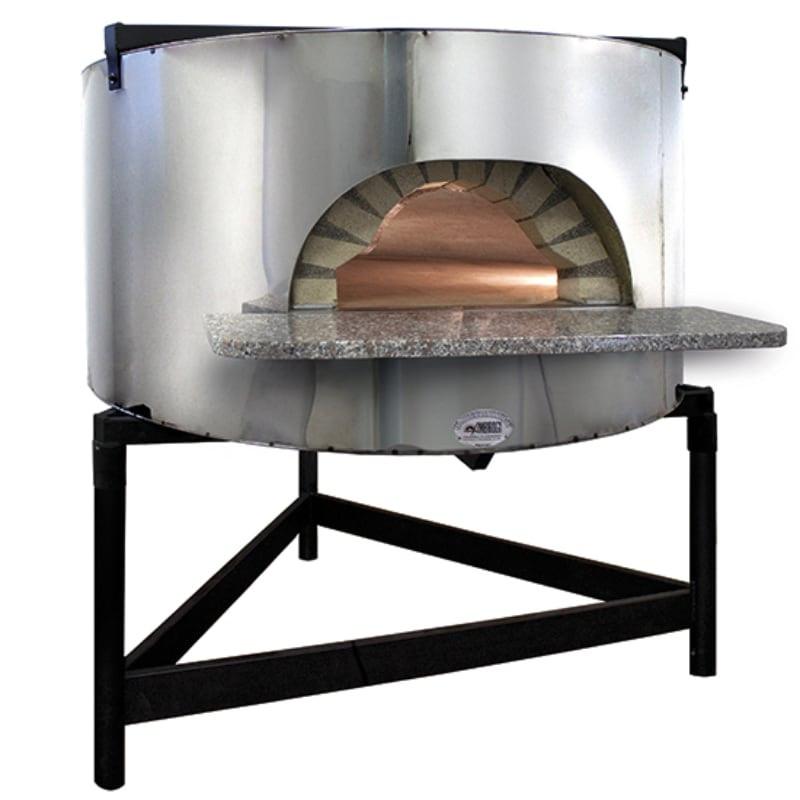 Four à pizza à bois avec façade en acier inox, sole ø 1100 mm_0