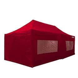 Tente pliante PRO 4x8m - Pack fenêtres 6 murs - Aluminium 45mm - Polyester 380g - Norme M2 - Rouge - FRANCE BARNUMS_0