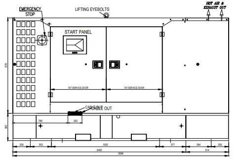 Groupe électrogène industriel Canopy Drawing - AP110 - Capacité 240L - Couleur RAL 1015_0
