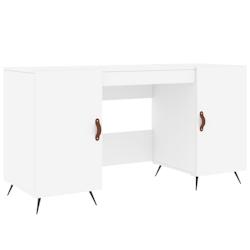 Helloshop26 - Bureau table poste de travail meuble d'ordinateur informatique étude 140 x 50 x 75 cm bois d'ingénierie blanc 02_0023519 - 3000214363547_0
