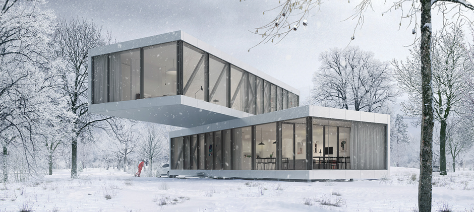 Maison préfabriquée à deux étages en acier - 270 m² - 5 chambres ou 4 chambres et bureau - ISK220_0