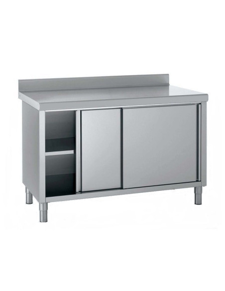 Meuble inox bas adossé avec une étagère TOURNUS EQUIPEMENT -  Référence : 524 386_0