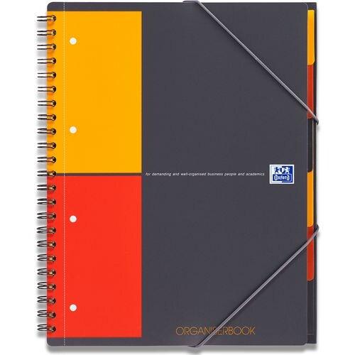 Oxford Lot de 5 Cahier Organiserbook rel. Intégrale A4+ 160p./80 feuilles 80g/m², quadrillé 5x5, trieur intégré - multicolore 357001801/100102777_0