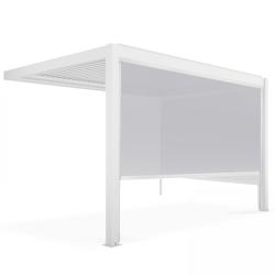 Oviala Business - Pergola bioclimatique adossée blanche 3x4m avec 2 stores - Aluminium blanc 109364_0