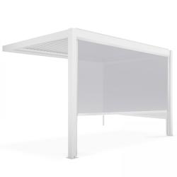 Oviala Business Pergola bioclimatique adossée blanche 3x4m et 2 stores - blanc aluminium 109364_0