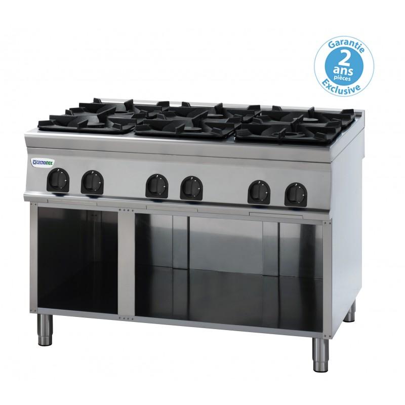 Plaque de cuisson pro top 6 feux vifs gaz sur placard ouvert gamme 700