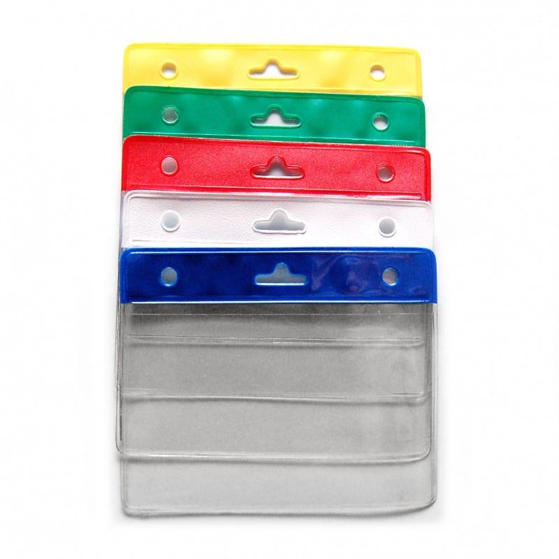 Porte-badge 86x54 mm - PVC transparent avec bandeau de couleur renforcé - Usage professionnel_0