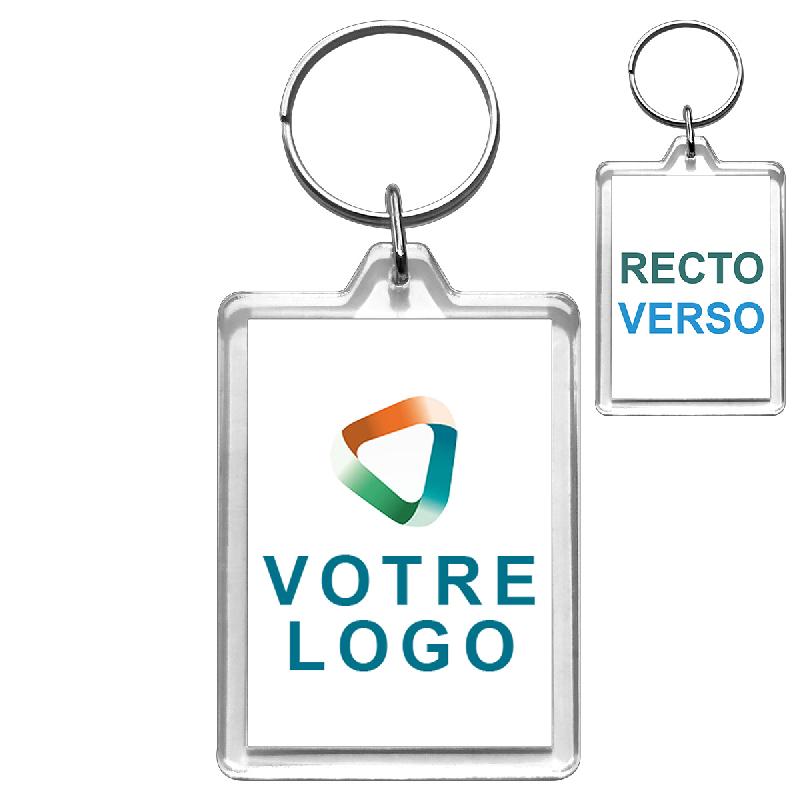 Porte-clés publicitaire personnalisable - Acrylique Rectangle 35x50 - Large zone de personnalisation_0