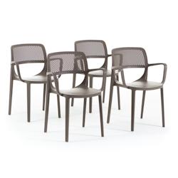 RATTATAN Set de 4 chaises avec accoudoirs en résine renforcée de fibre de verre, design classique, empilables pour jardin, bar, restaurant, cuisineâ_0
