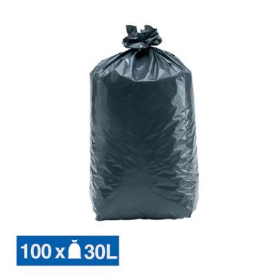 Sacs poubelle déchets lourds Tradition qualité épaisse gris 30 L, lot de 100_0