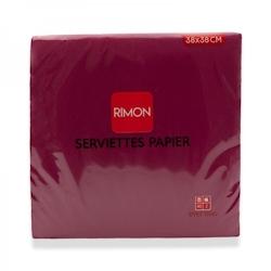 Serviette micropointe 2 plis 38x38cm Bordeaux par 1440 - rouge papier 3760323715506_0