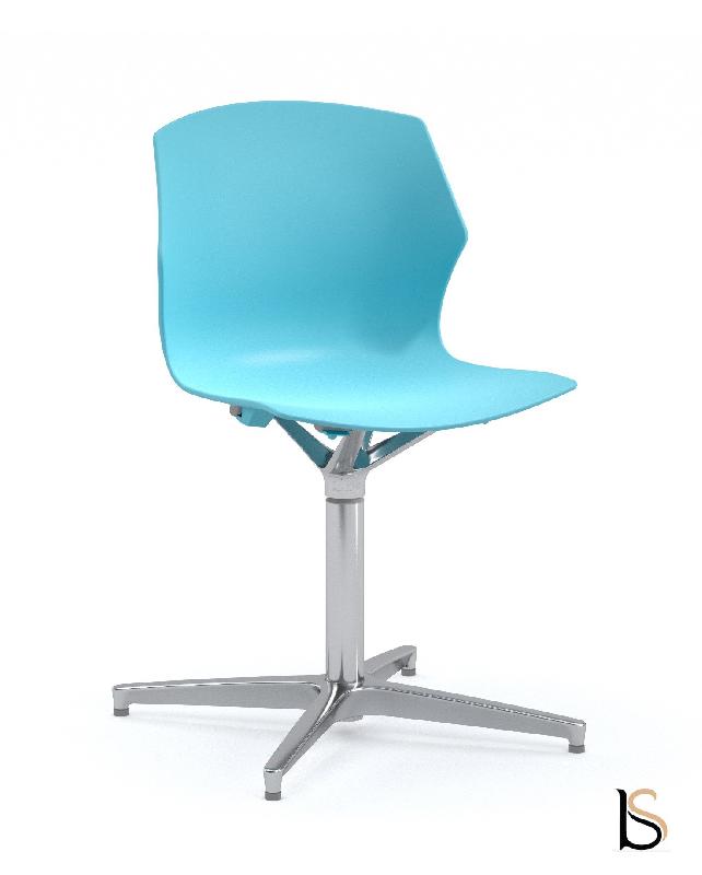 Siège giratoire Frill avec piétement chrome - Bleu clair_1