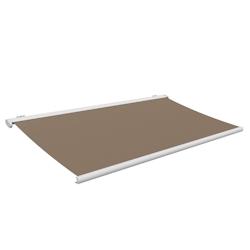 Store banne coffre Ciego 5,37x3,50 M Intersun, Blanc, Motorisé Secours à Télécommande + LED, toile Taupe, aluminium - marron aluminium 3700054902165_0