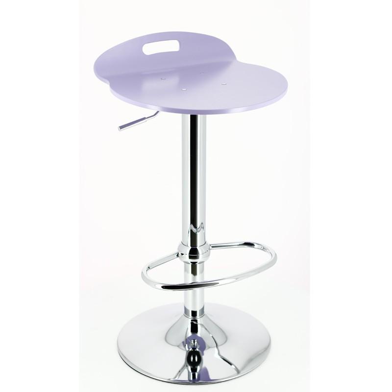 Tabouret de bar réglable en hauteur et pivotant - structure chromée - assise en hêtre - Rock_0