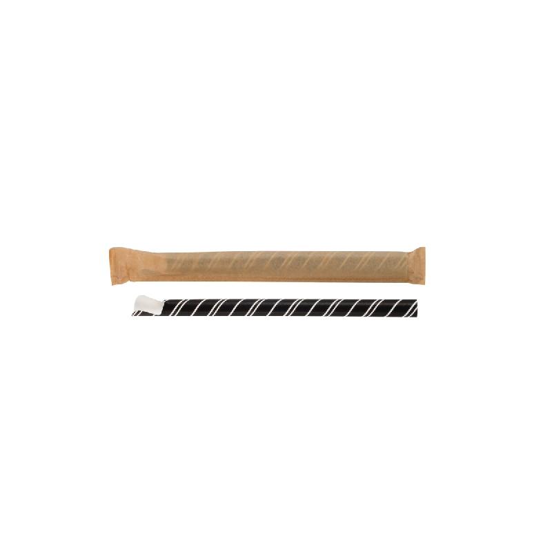 Betik Ecoline – 6000 unités – Paille cuillère papier noir et blanc emballée individuellement – Ø 8 mm x H 20 cm - multicolore en carton 1010867_0