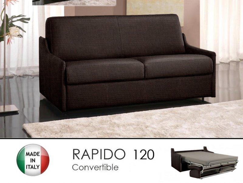 Canapé-lit convertible express Luna 2-3 places - Tweed marron - Matelas 16 cm - Couchage 120x197 cm_0