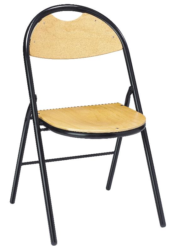 Chaise pliante Florence en bois - assise et dossier multiplis de hêtre ou peuplier - piètement acier époxy noir ou chromé_0