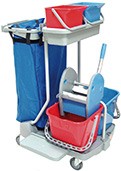 Chariot de ménage et lavage - Top Eco A - Multi-usage avec 2 seaux 15L, 2 seaux 6L et porte-sac poubelle 120L_0