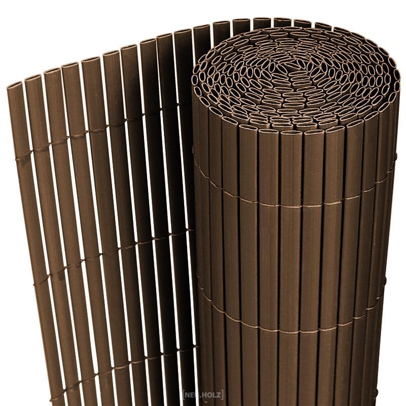 Clôture brise-vue en PVC - 90 x 300 cm - Brun - Résistante UV et moisissure_0