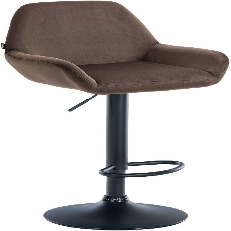 CLP Tabouret de bar Braga Velours avec pied en métal réglable et pivotant Marron/Noir - marron textile 320901_0