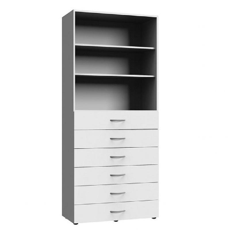 Colonne de rangement LUND - 6 tiroirs, blanc mat, 80 x 40 cm, faible encombrement_0