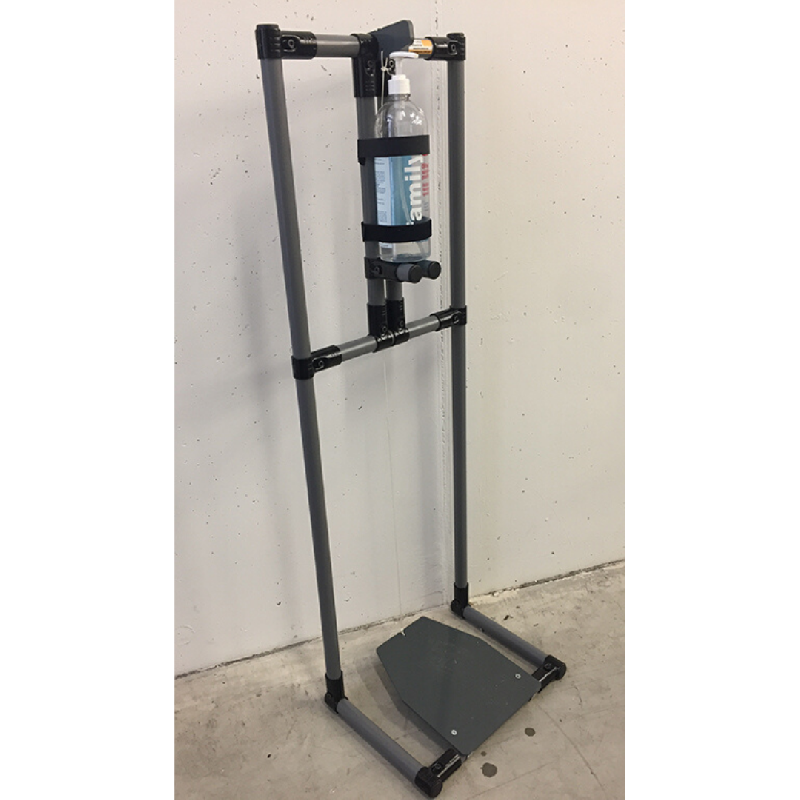 Distributeur de gel hydroalcoolique à pédale - Compatible avec divers flacons - Structure acier et ABS - Fabrication française_0