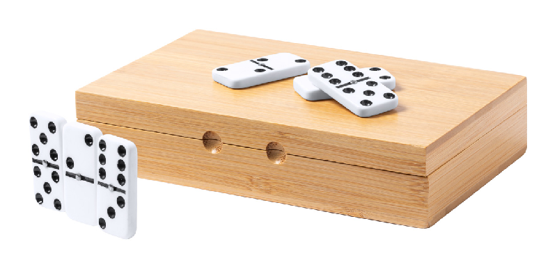 Dominos classiques - 28 tuiles - boîte en bambou naturel - poids 485g_0