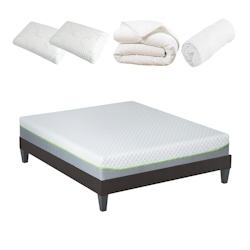 Ensemble   Matelas Mémoire de forme + Sommier + Accessoires 180x200 cm ANTHEA OLYMPE LITERIE - blanc Mousse à mémoire de forme 4GR.LU.K15.K.1820_0