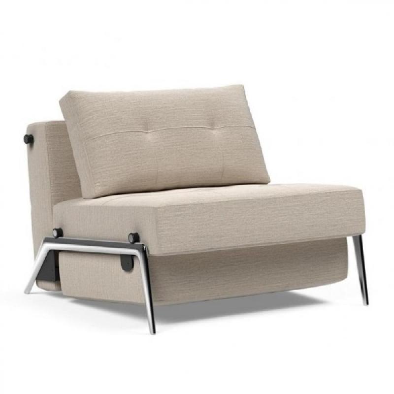 INNOVATION LIVING  FAUTEUIL DESIGN CUBED 02 ALU CONVERTIBLE 200*90CM TISSU GRIS SABLE BLIDA_0