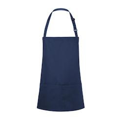 Karlowsky - Tablier à bavette court avec poche 40x20 cm - Marine/Bleu - Réglable - 215 g/m² - Polyester/Coton_0