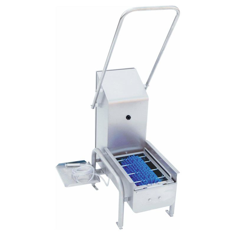 Lave-semelles industrie - en acier inoxydable avec brosse ronde en nylon et pompe doseuse automatique_0