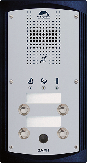 Portier téléphonique audio à 4 boutons d'appel conforme loi Handicap avec carte suppression de bruit de fond intégrée - CAPH 4B BRUIT_0