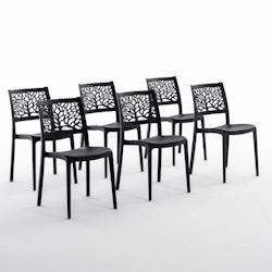 RATTATAN Set 6 Chaises en polypropylène avec fibre de verre empilables pour extérieur et jardin, bar et restaurant, cuisine design moderne - FLORA -_0
