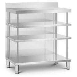 Royal Catering Comptoir bar en inox 100 x 60 x 105 cm avec 4 étagères, dosseret - Table de préparation Comptoir inox Table de travail debout - mult_0