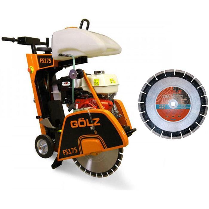 Scie à sol FS175 moteur thermique KOHLER CH440 + 1 disque mixte LBA60 Ø 350 mm - GOLZ - 02821756000+LBA60351 KOHLER_0