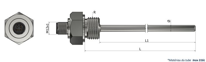 Sonde à résistance à visser (RTD) - Sortie connecteur M12 - PR30 - Pt100, Pt500, Pt1000_0