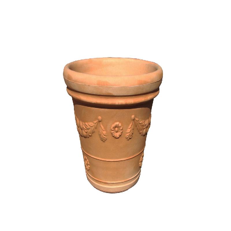 Vase festonné à double bord en terre cuite d'Impruneta - Dimensions : 85 x 85 x 85 cm - orange matière synthétique 8056450703079_0